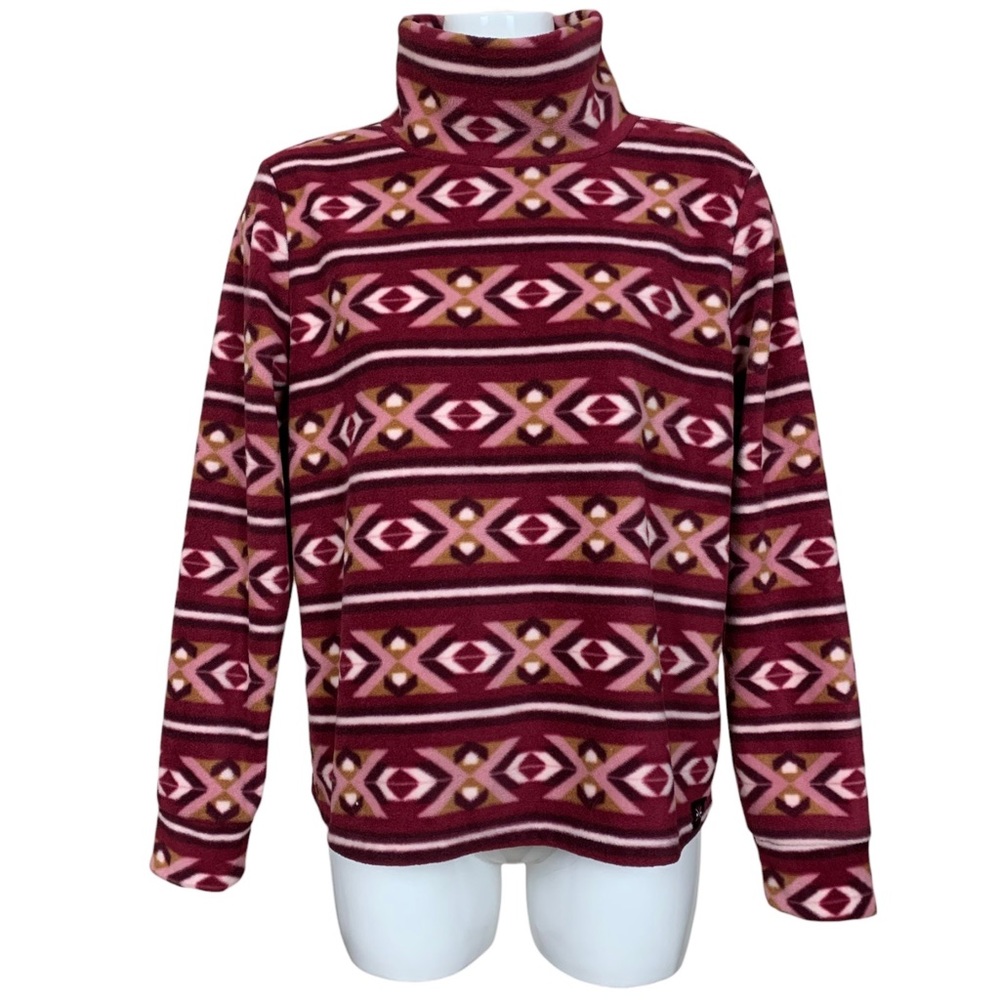 Mountain and Isles Western Aztec Mock Neck Fleece Pullover Sweatshirt Large